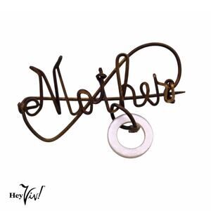 Vintage Mother Pin in Delicate Gold Metal Wire Script w MOP Dangle 1.5" -Hey Viv